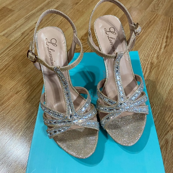 Gold nude diamond heels - Picture 1 of 8